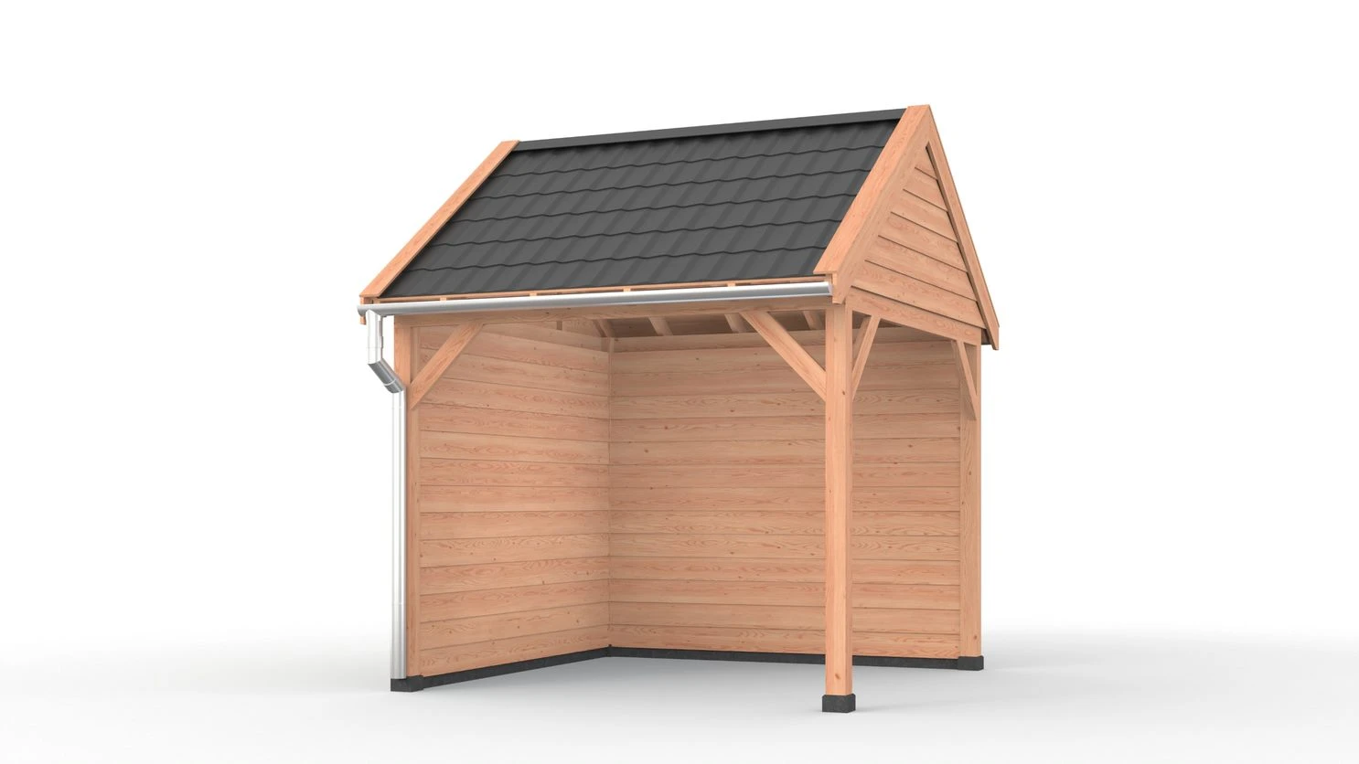 Douglas overkapping zadeldak, 300 x 300, met achterwand en zijwand, Westwood DIY - Afbeelding 1